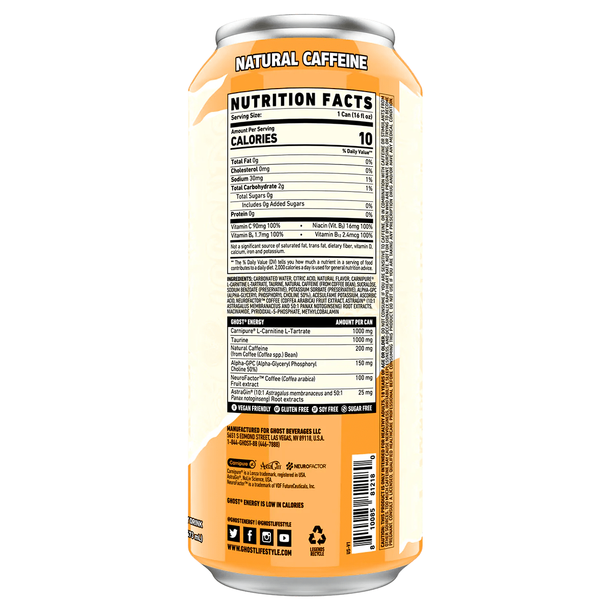 Ghost energy drink nutrition facts