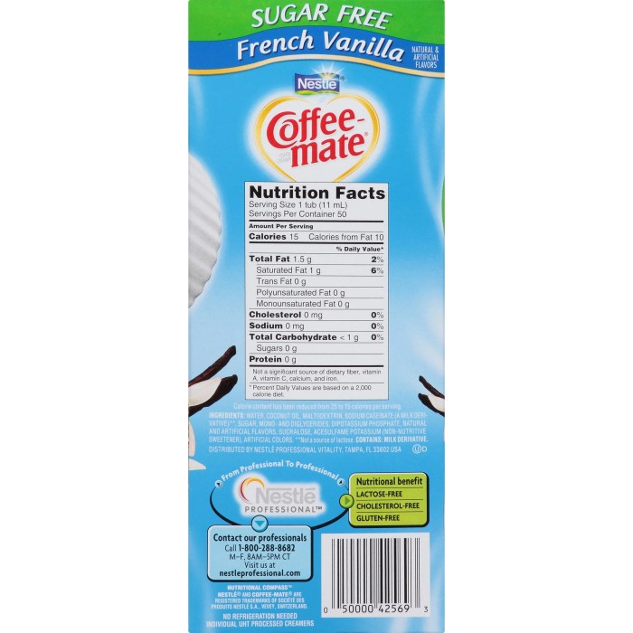 Nutrition facts about french vanilla coffee