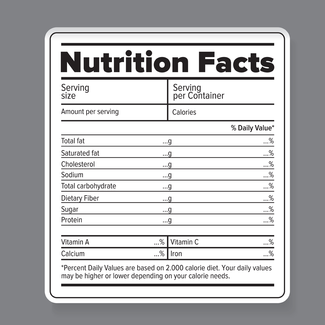 Nutrition facts label creator