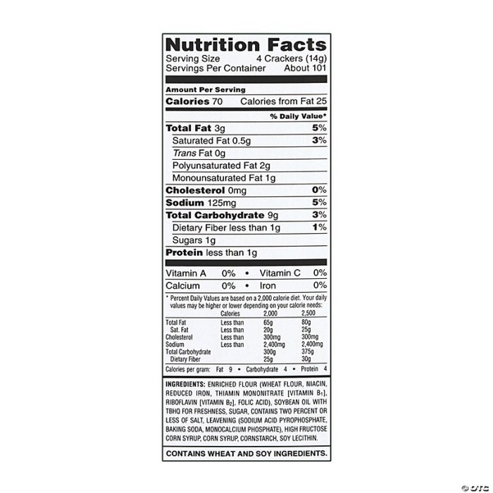 Club crackers nutrition facts