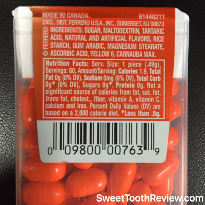 Tic tac nutrition facts